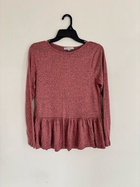 Gaze Pink Peplum Long Sleeve Top Size Small